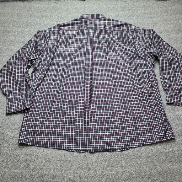 Brooks Brothers Shirt Mens 2XL Blue Red Plaid Non-Iron Long Sleeve Button Down - Picture 6 of 7